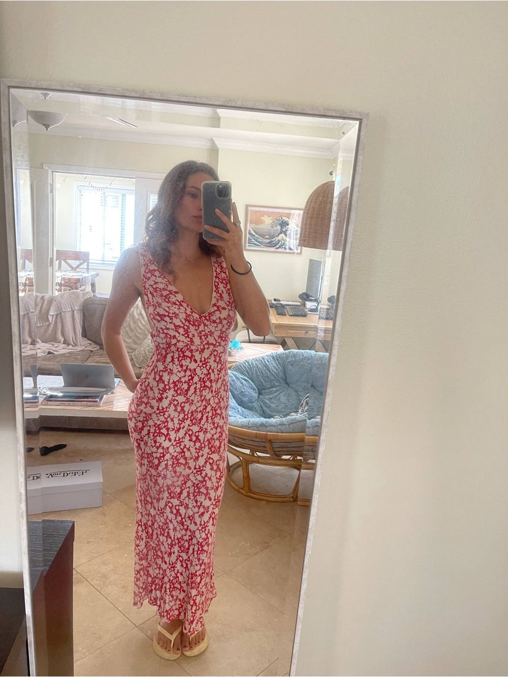 Alice + Olivia Red and White Floral Maxi Dress